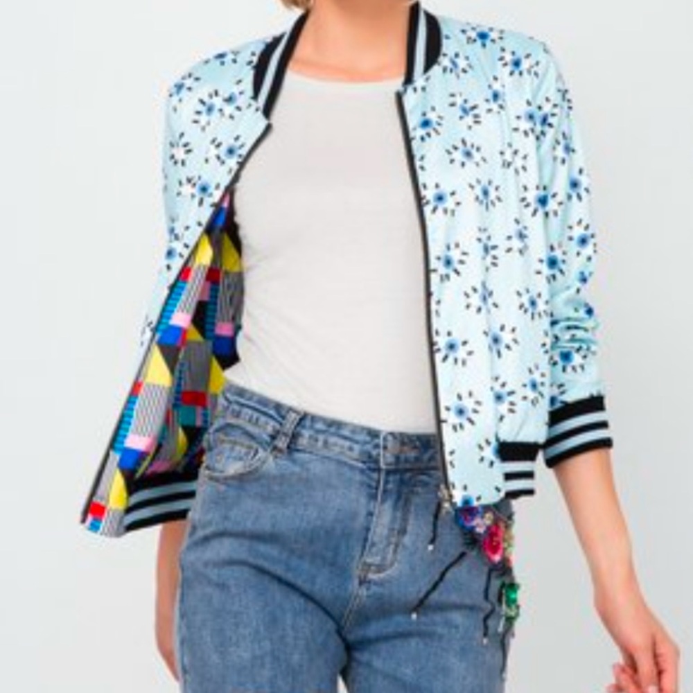 Gabby Isabella Reversible Women’s Multicolor cropped Sleeve Full-Zip Jacket M